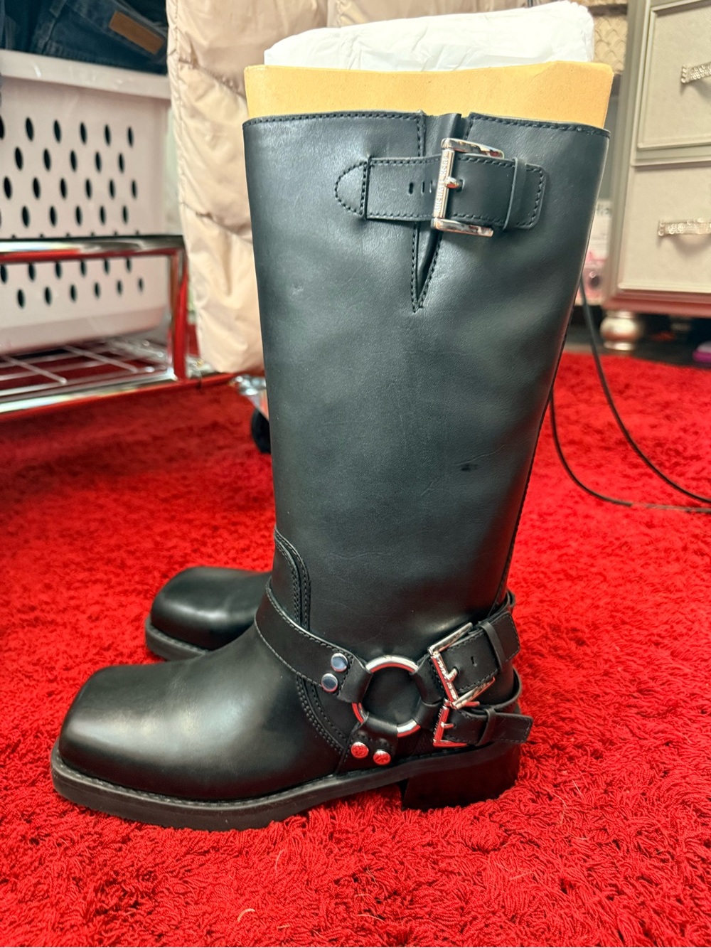 Michael Kors Black Crosby Moto Leather Boots - Picture 3 of 5